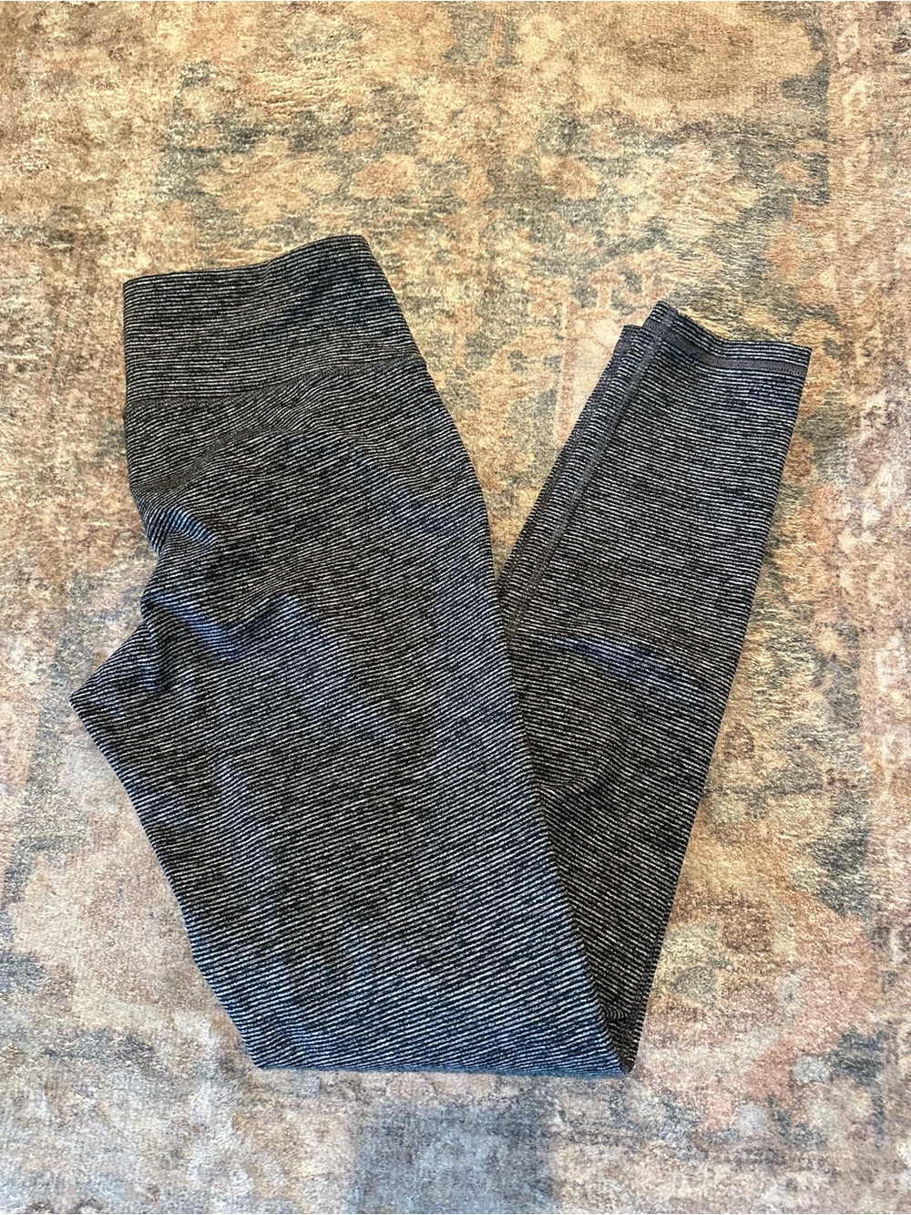 Striped Grey-Black High-Waist Leggings